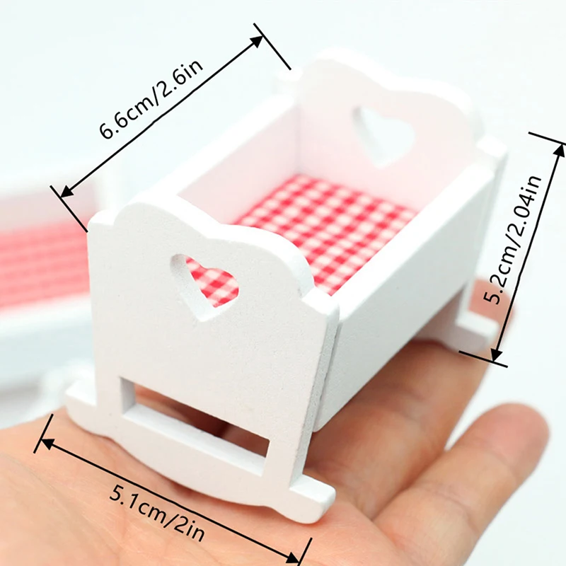 1:12 인형 집 미니어처 침대, 보육 요람, 아기 침대, 가구 모델 장식, 장난감 인형 집 액세서리
