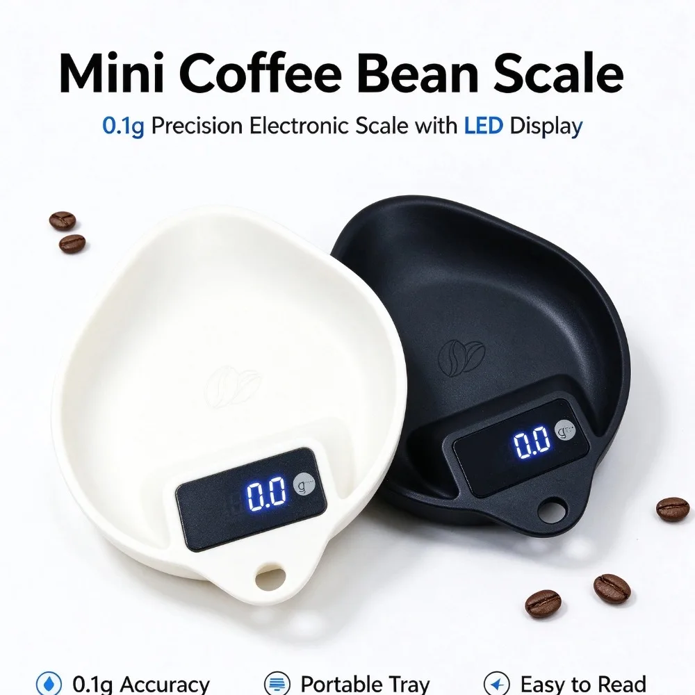 Coffee Scale Electronic Bean Measuring Scale ABS Espresso Weighing Display Tray Spray 0.1g Kitchen Barista Accessory