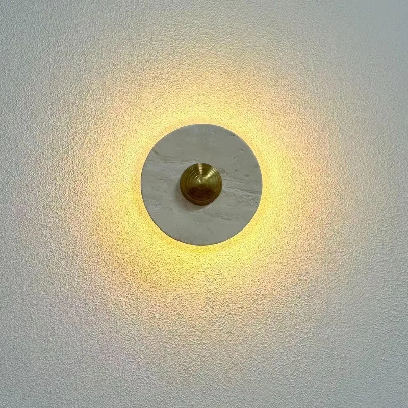 Modern French Wabi-sabi Natural White Travertine Wall Light for Villa Hotel Corridor Staircase Living