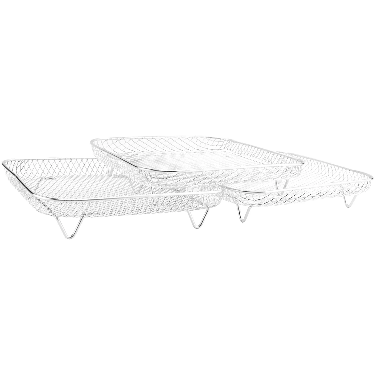 インスタントボルテックスエアフライヤー用エアフライヤーラック、フィリップス調理器および脱水機ラック、正方形の3つの積み重ね可能、A74G-8インチ