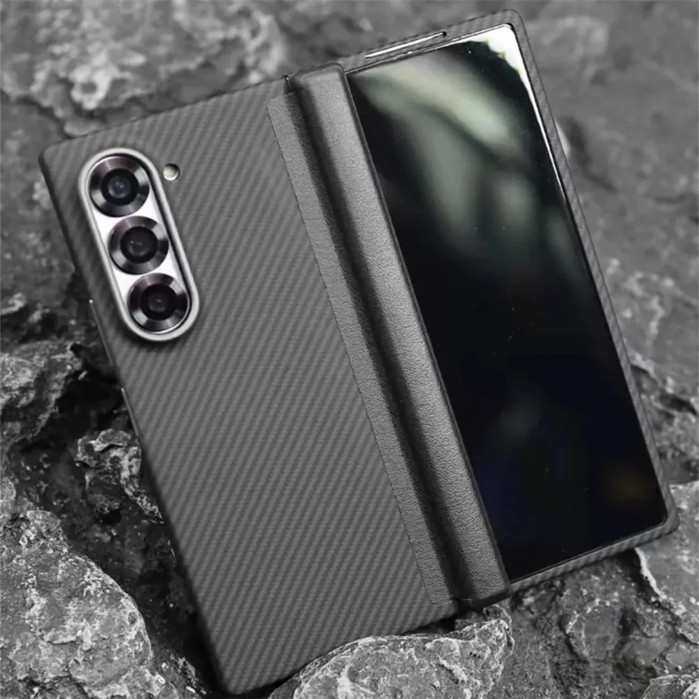 Magnetic Aramid Carbon Fiber Case For Samsung Galaxy Z Fold6 W25 Matte Hinge Armor Cover