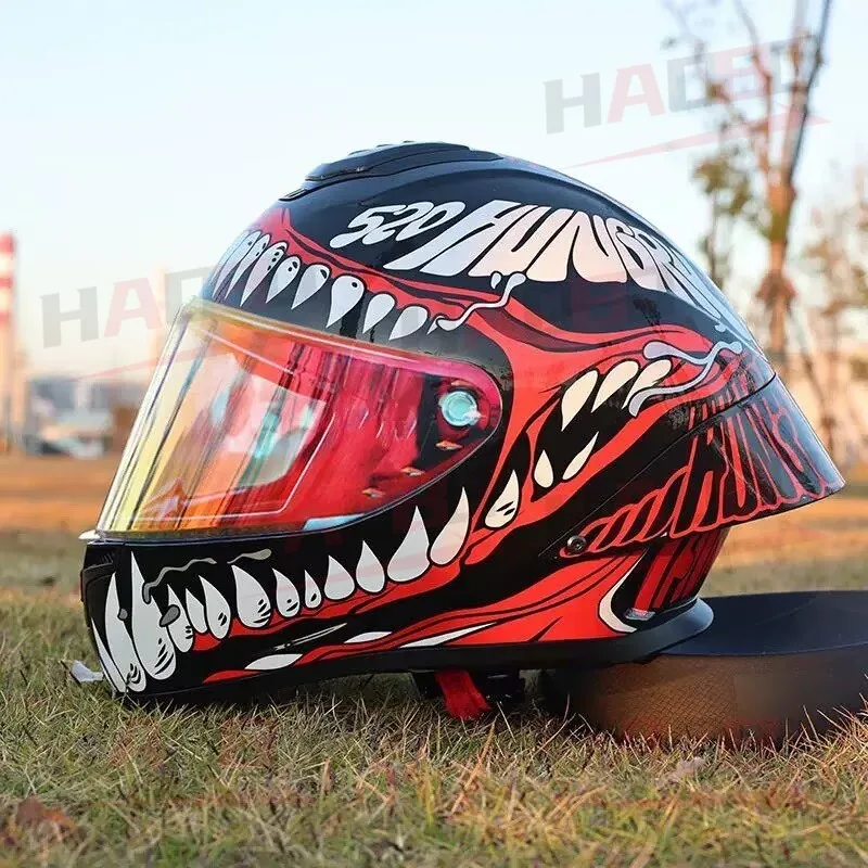ORZ Motorcycle Helmet Men Women Full Face Helmet Personalized Cool All Season Big Tail Wing Helmets DOT Casco Moto