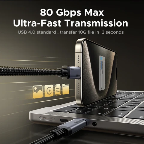 UGREEN USB4 USB-C кабель 240W, 80 Гбит/с, 16K 60 Гц для ноутбуков и мониторов — пример использования