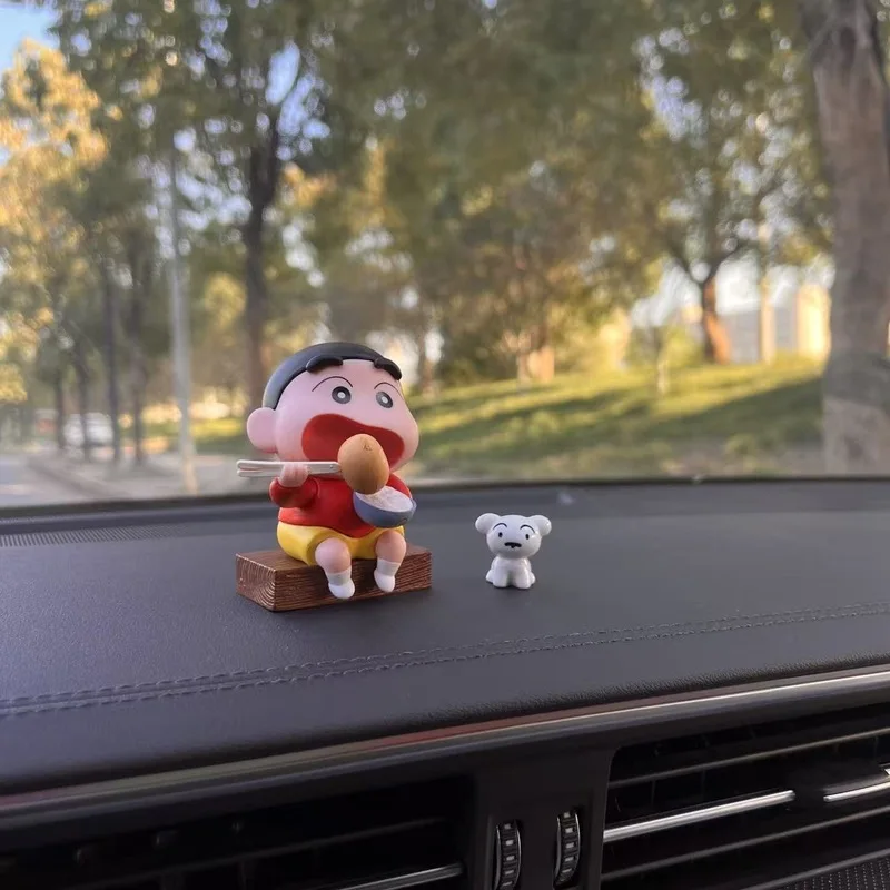 Crayon Shin-chan 2026 New Style Creative Cartoon Figurine Eating Potato And White Dog Car Dashboard Ornament Interior Decoration - view 3