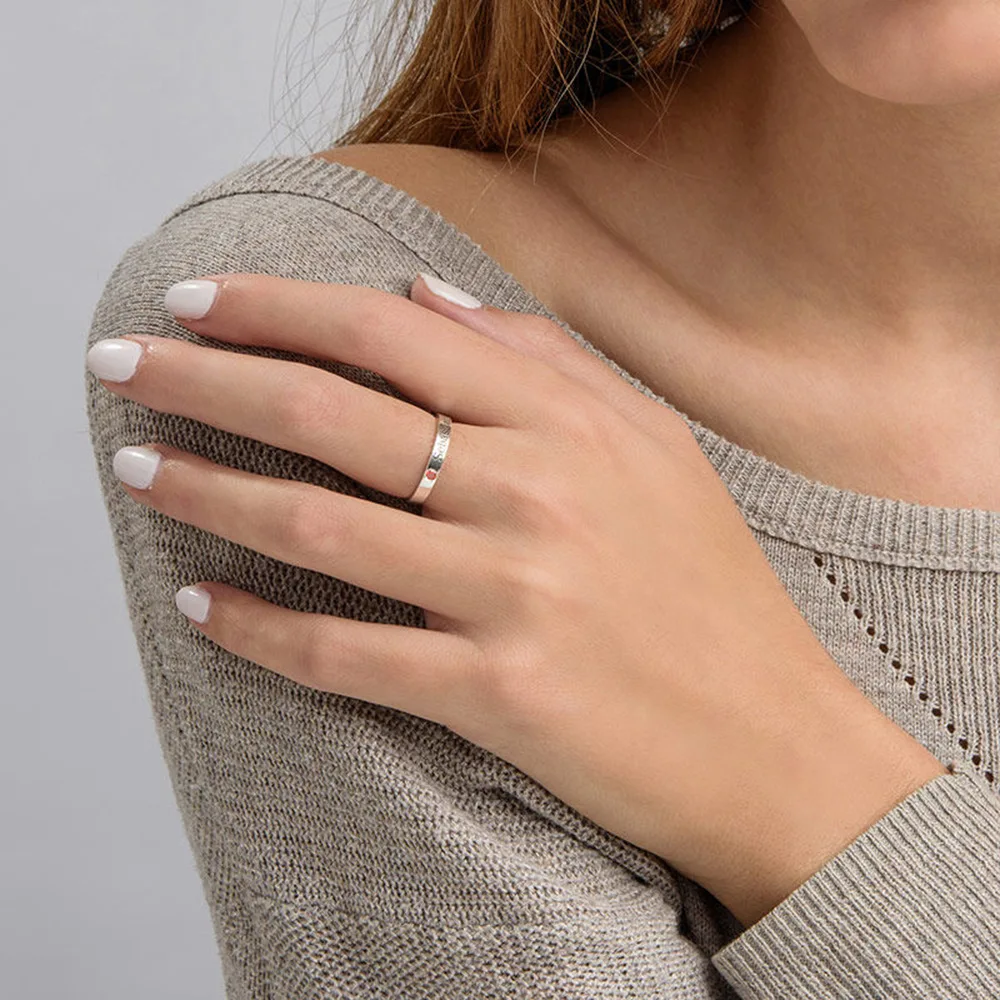 DOREMI 12 Birthstone Zircon Stone Letter Rings Custom Engrave Name Ring Women Fashion Gift Jewelry