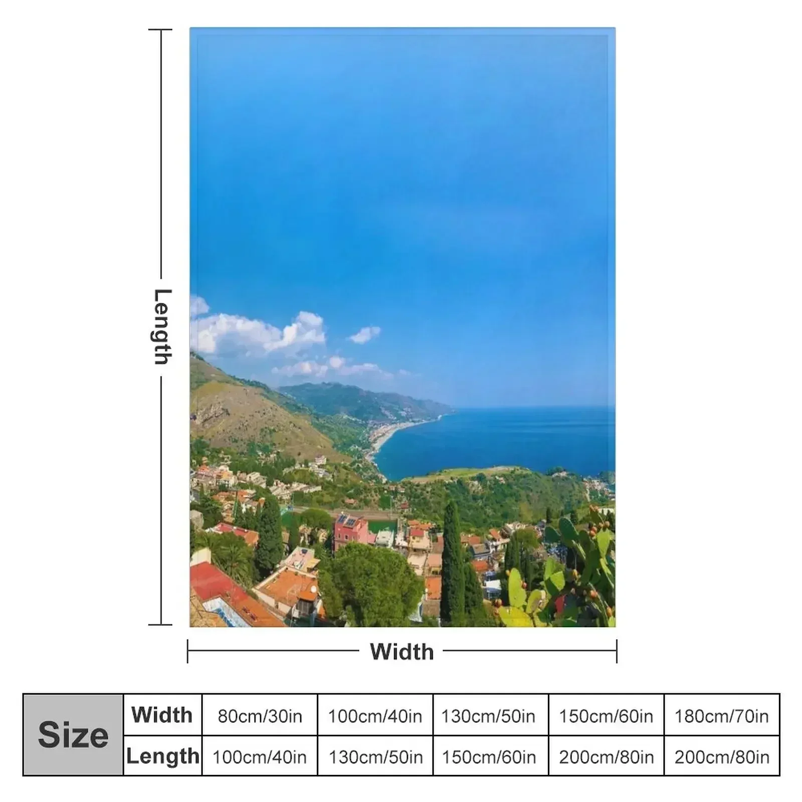 Taormina City On Sicily Italy Throw Blanket Picnic heavy to sleep blankets ands Multi-Purpose Blankets