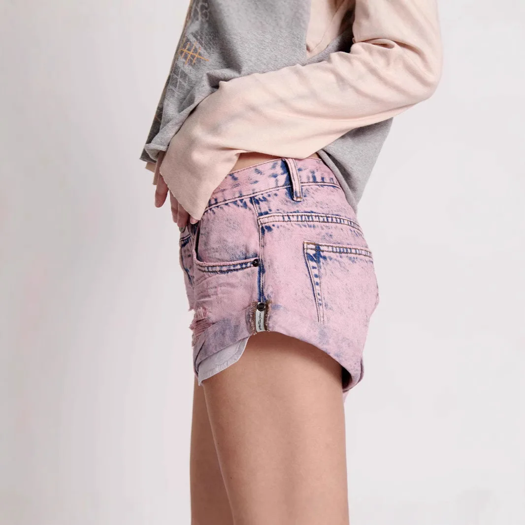 Women Shorts Denim Distressed Cuffs Jeans High Waist Loose Straight Pants Jean Washed Zipper Fly Spliced Pockets Streetwear - Image 3