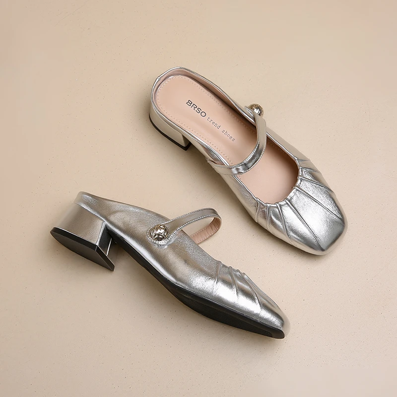 

Female Shoes Low Ladies' Slippers Cover Toe Shallow Luxury Slides PU for Women New Designer Flat Fashion Fabr