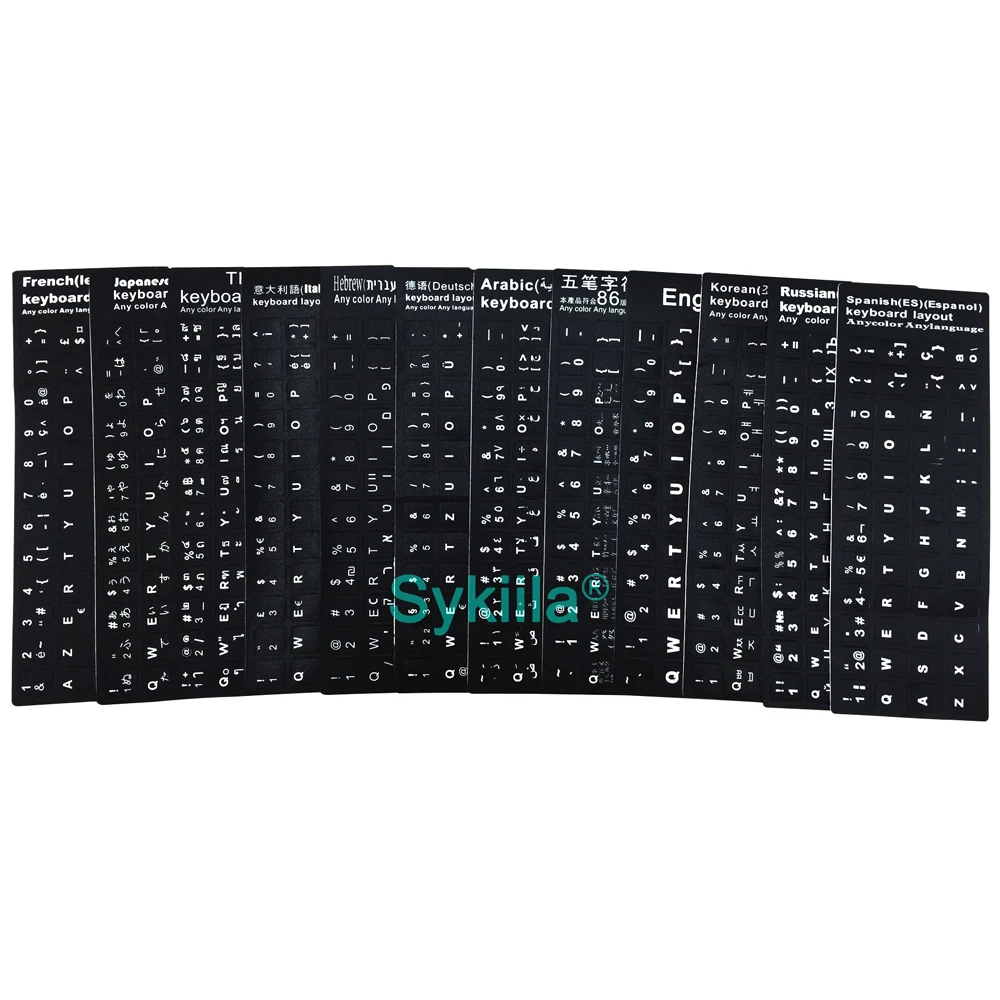 ملصق مفتاح لوحة المفاتيح لأجهزة الكمبيوتر المحمول والكمبيوتر المحمول وملصق جلدي لسطح المكتب الروسية الكورية والعربية والتايلاندية واليابانية والإيطالية