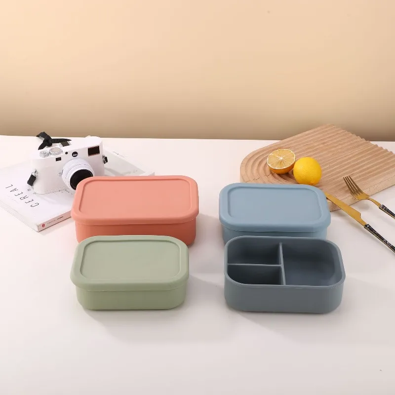 Food grade silicone lunch box, kitchen portable lunch box square silicone bowl 2