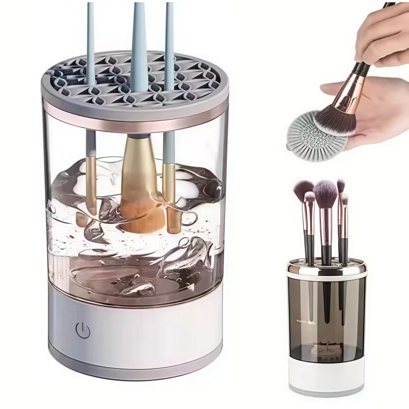 

USB Electric Makeup Brush Cleaner Portable 3 In 1 Makeup Brushes Cleaner Drying Rack Lazy Cleaning Brush Washer Quick Dry Tool