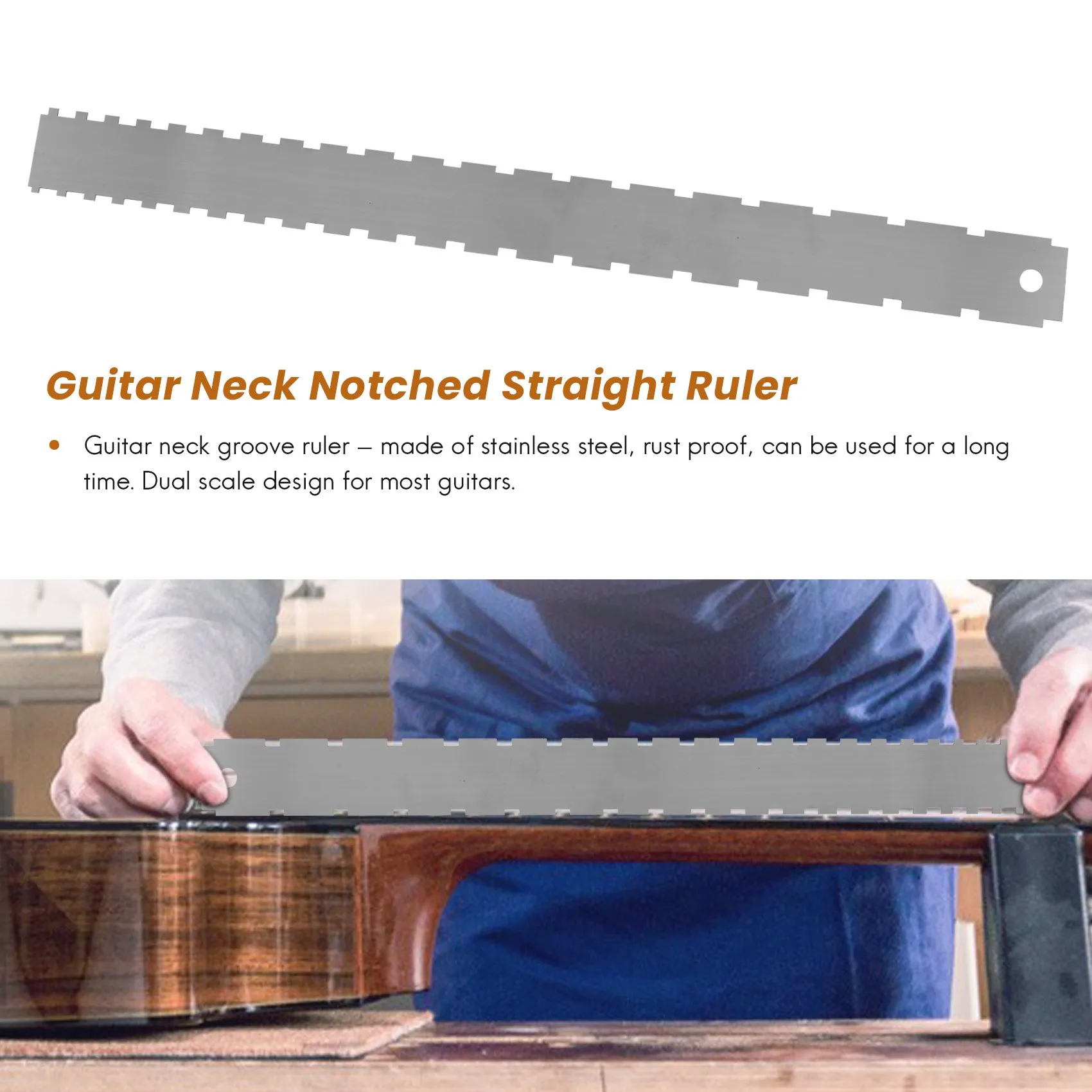 -[Cilae-17R] Guitar Neck Notched Straight Edge Luthiers Tool With String Action Ruler Gauge For 24.75 Inch And Fender 25.