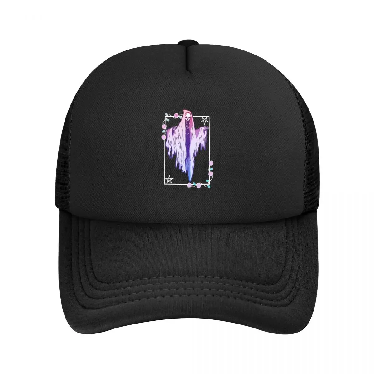 Ghost Rosen Kawaii Pastell Goth Occult Mesh Baseball Caps Unisex Hip-Hop Sonnen hüte Hut verstellbare Snapback Cap Winter Trucker Hut