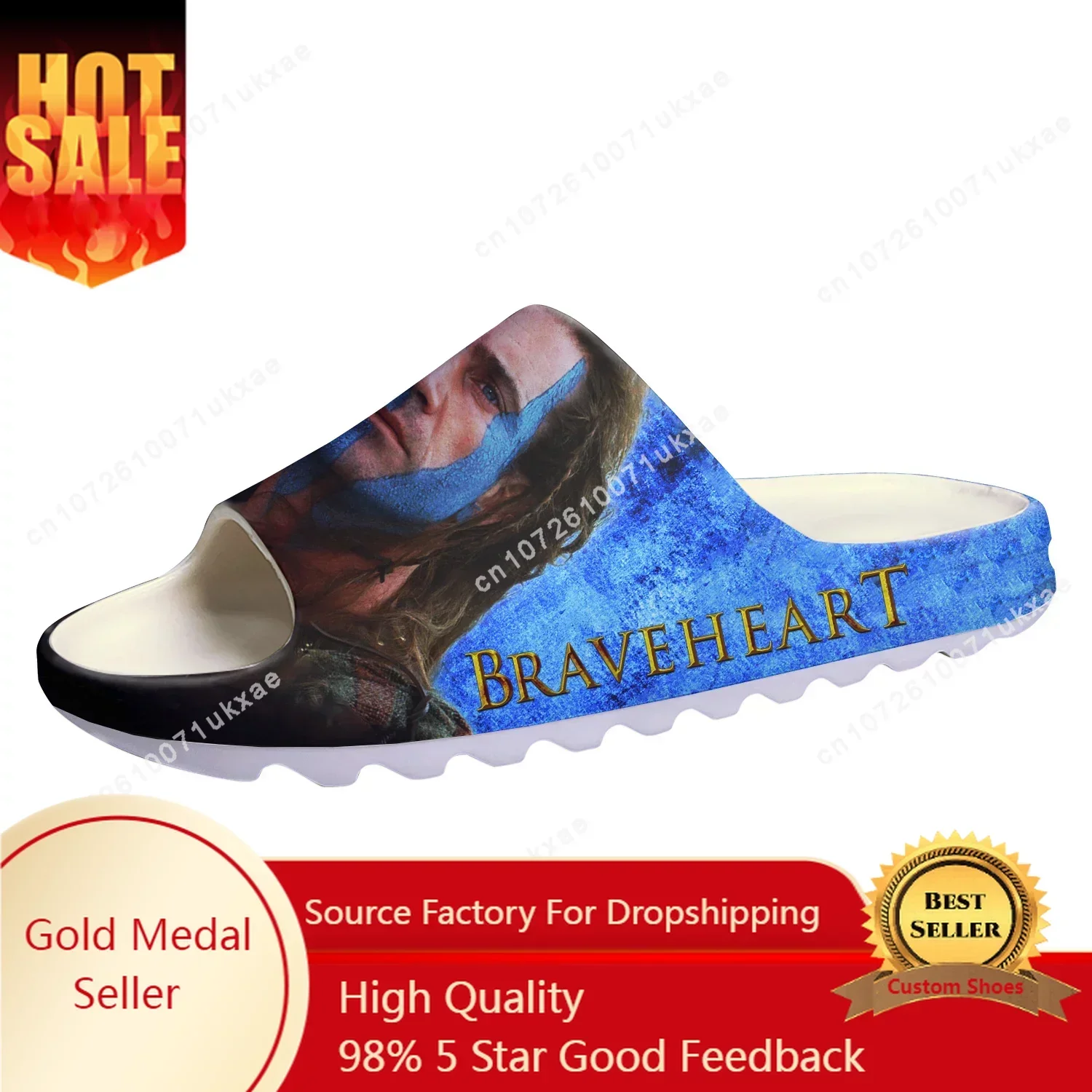 Braveheart Soft Sole Sllipers Home Clogs William Wallace Step On Water Shoes Mens Womens Teenager Step in Customized Sandals