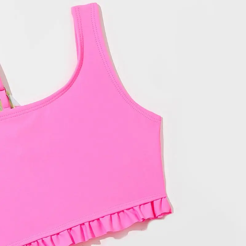 Комплект бикини с высокой талией и принтом сердца для девочек, комплект бикини с накидкой, детский купальник, детский купальный костюм, пляжная одежда