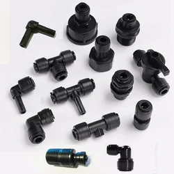 Black RO Water Fitting, Straight Elbow Tee, POM Coupling Hose, PE Pipe, Glass Bulkhead Connector,Water Filter Parts, 1/4