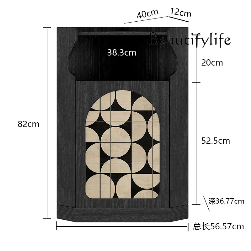 X36 French Retro Geometric Drawing Solid Wood Home Living Room Bedroom Corner Triangle Cabinet