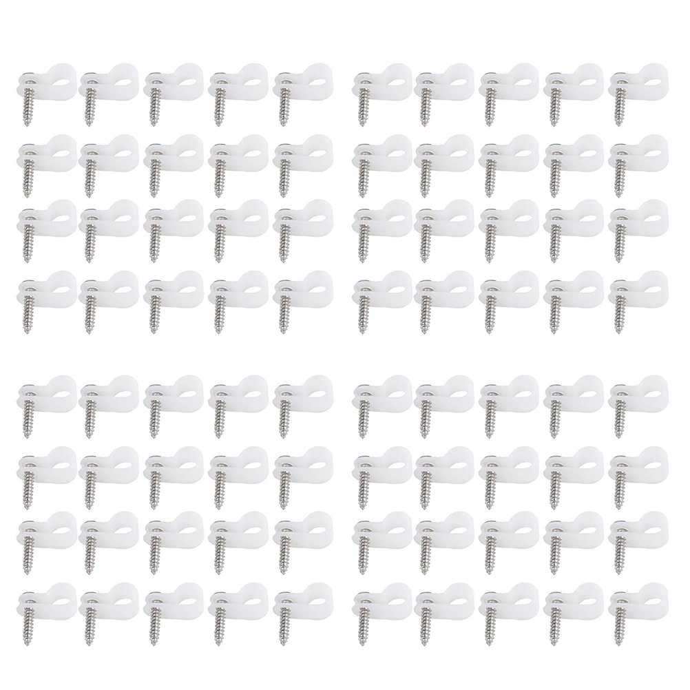

100pcs R-Type Plastic Bundle Wire Clips Durable Thickened Cable Ties For Household Office Garage Use Cord Fastener Wire Harness