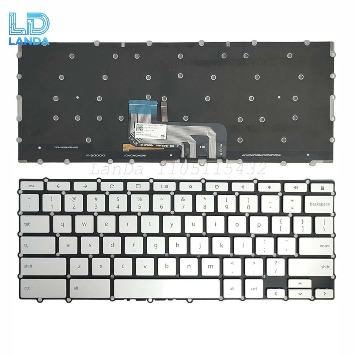 

Keyboard For ASUS Chromebook C425 C433TA C434TA C425TA Silver US Backlit Laptop