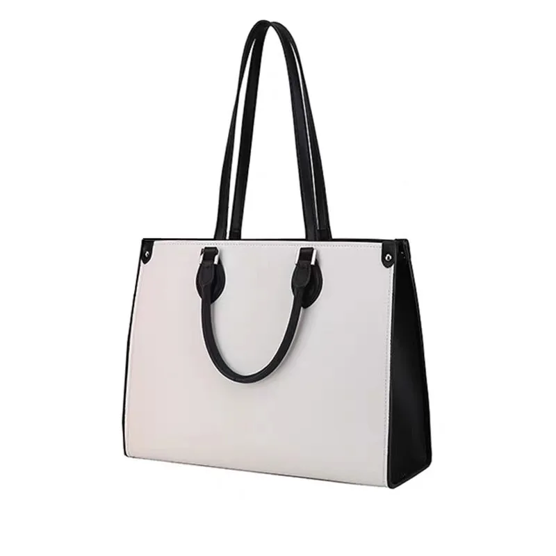 New women's handbag, men's briefcase, double-sided black and white waterproof computer bag, fashionable and multifunctional