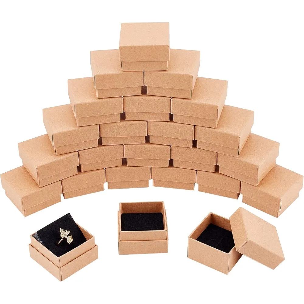 24 Pcs Square Cardboard Jewelry Set Boxes with Sponge Inside for Jewelry Bracelet Necklace Pendants Ring Crafts Birthday