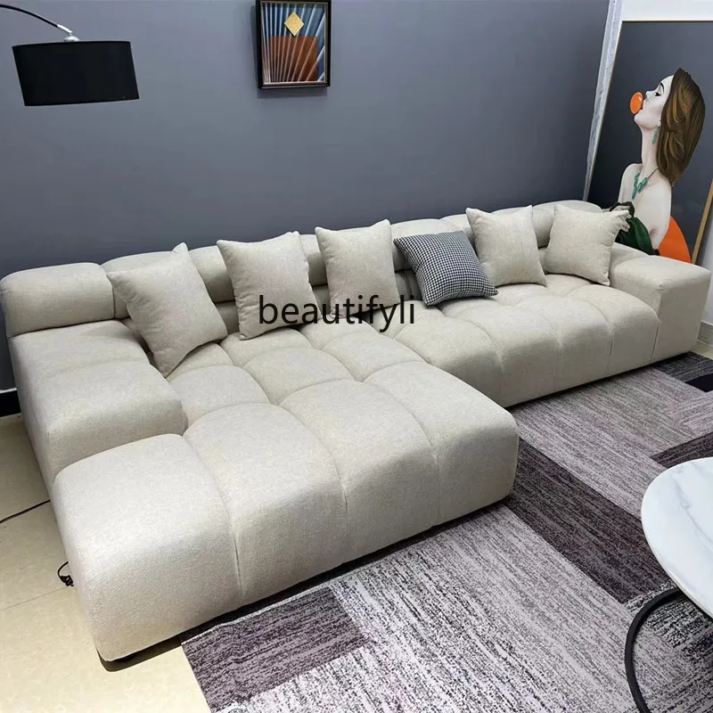 Italian light luxury new Nordic minimalist large flat-layer corner princess bread block sofa