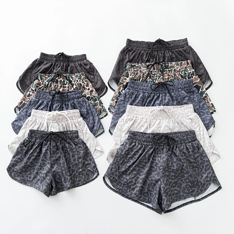 Parent-child Leopard Print Short Performance Yoga Golf Short Gym Clothes Training Running 2 in 1 Quickdry Mma Bodybuilding Pants