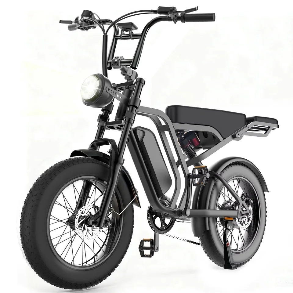 20 Inch Fat Tire Electric Bike for Adults, 1000W Motor 48V 15Ah Lithium Battery Dual Disc Brake E Bike with Dual Suspension & Detachable Rear Seat
