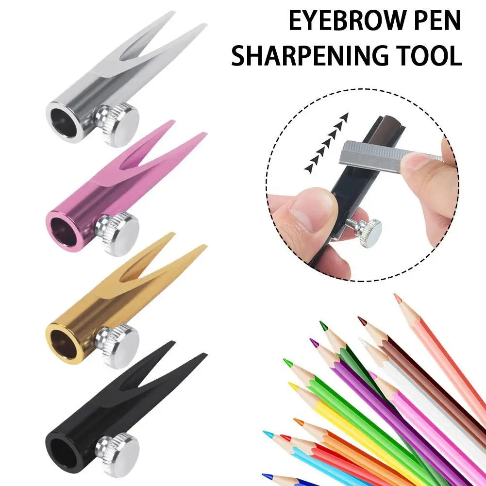 Aluminum Alloy Eyebrow Pen Sharpening Tool Double-sided U-shaped Card Groove Eye Brow Sharpening New Design Makeup Profiler Pen