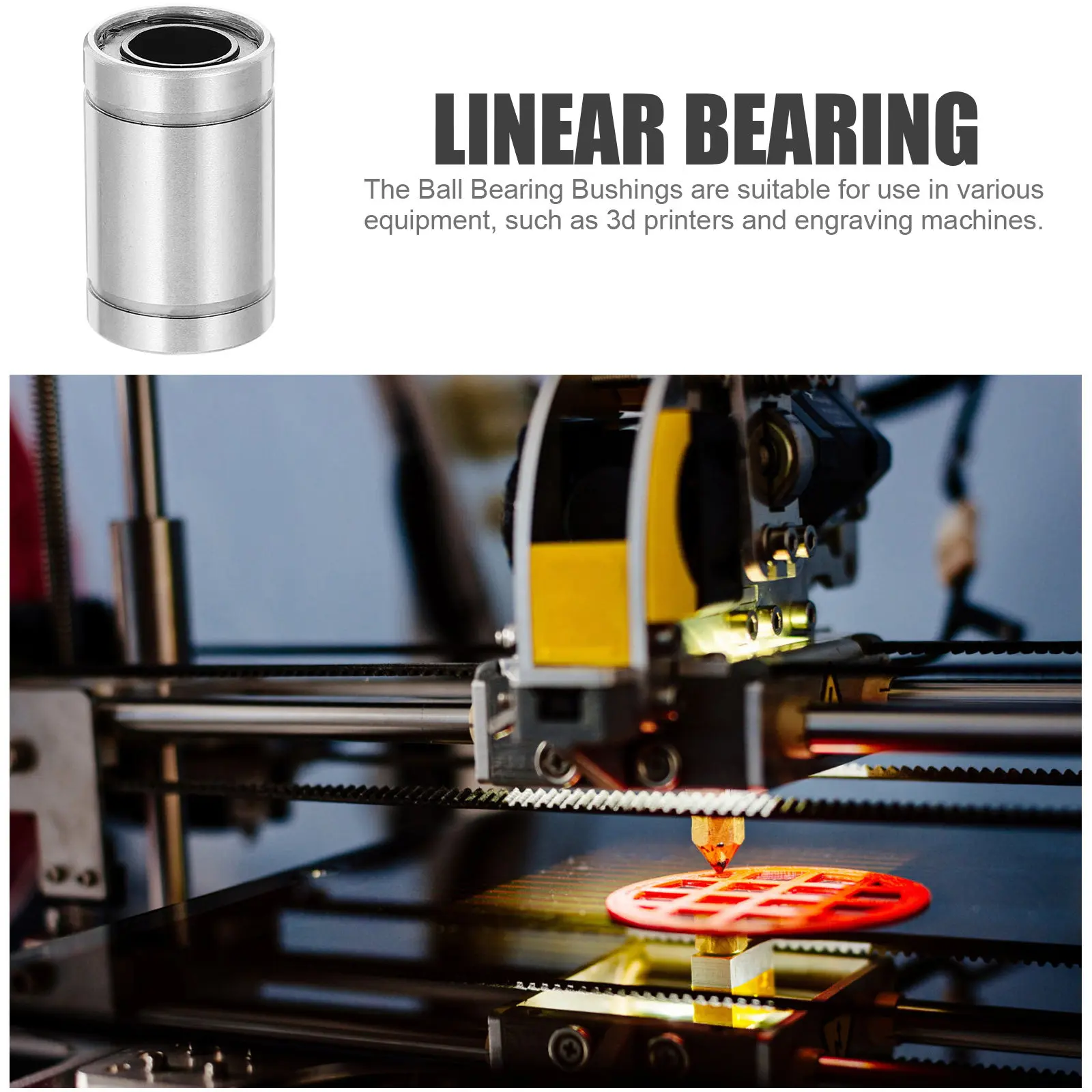 Linear Bearings 6Pcs Steel Sealed Motion Bushings for 3D Printers High Precision Wear Resistant