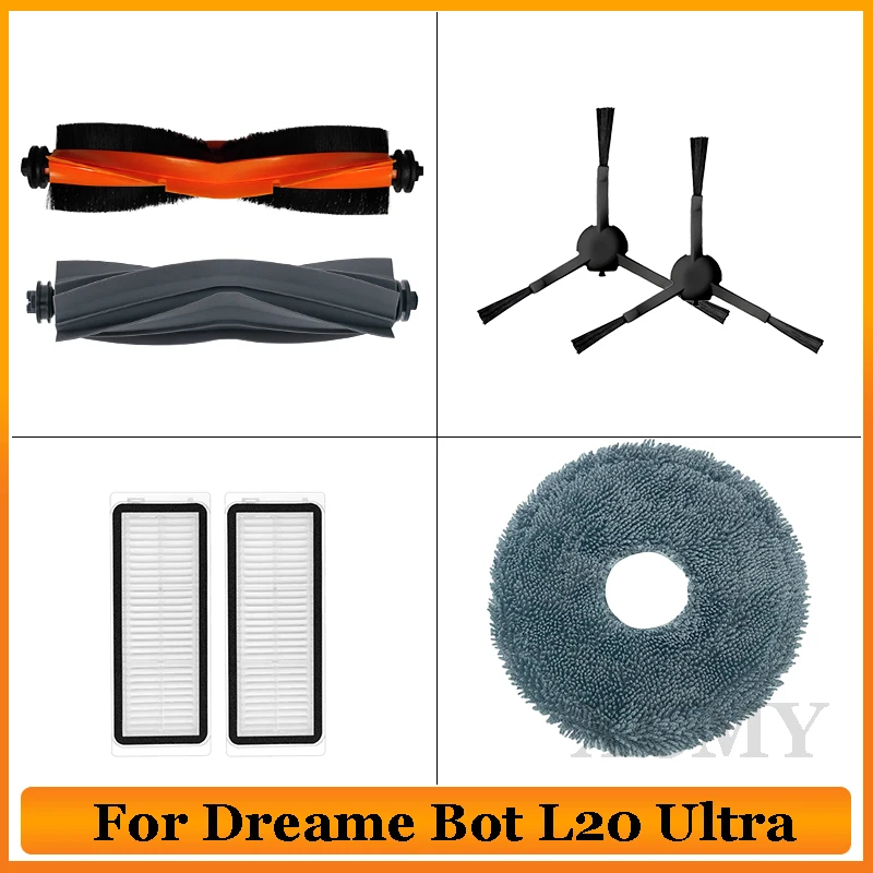 Accessories For Dreame Bot L20 Ultra Robot Vacuums Spare Parts Main Side Brush Mop Cloths Rags Hepa Filter Dust Bag Replacement