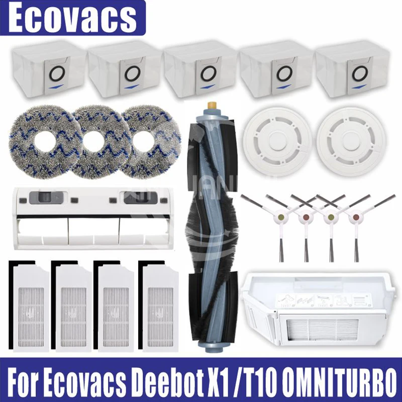 Ecovacs Deebot X1 OMNI / T10 OMNI accessories Robot Vacuum Cleaner Parts Dust bag Hepa Filter Main Side Brush Mop Dustbin