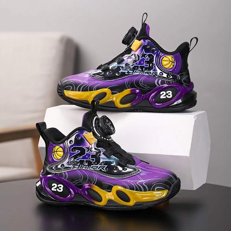 

Пара детских четырехсезонных кожаных высоких баскетбольных кроссовок, износостойких и удобных кроссовок, размеры 30-37, CF-2828