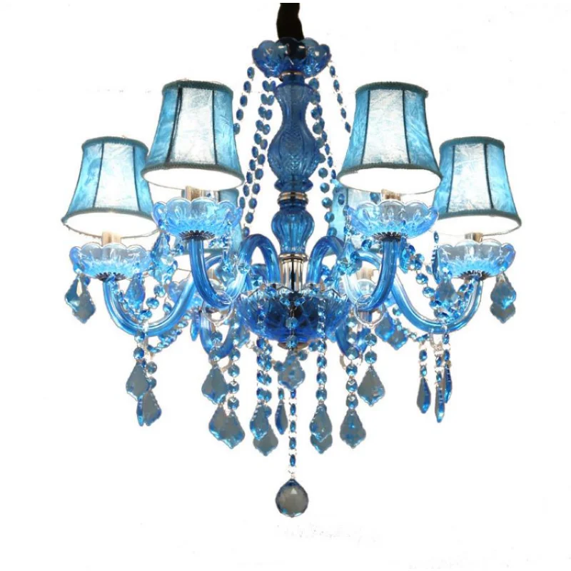 European Mediterranean Blue Crystal Chandelier Cafe KTV Cafe Club Colored Chandelier