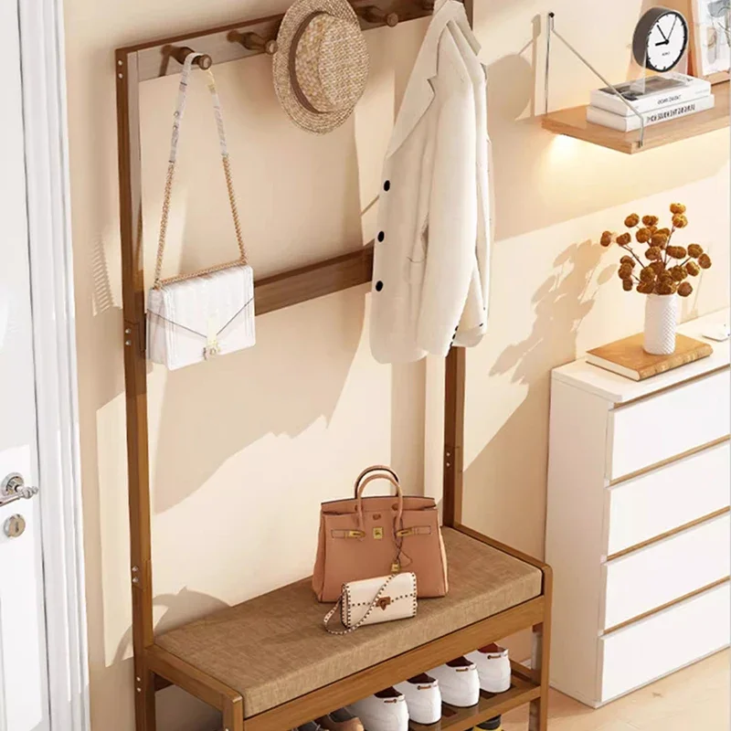 SimpleWooden Clothing Rack Shoe Organizer Scarf Hanger Laundry Coat Rack On Feet Stores Fashion