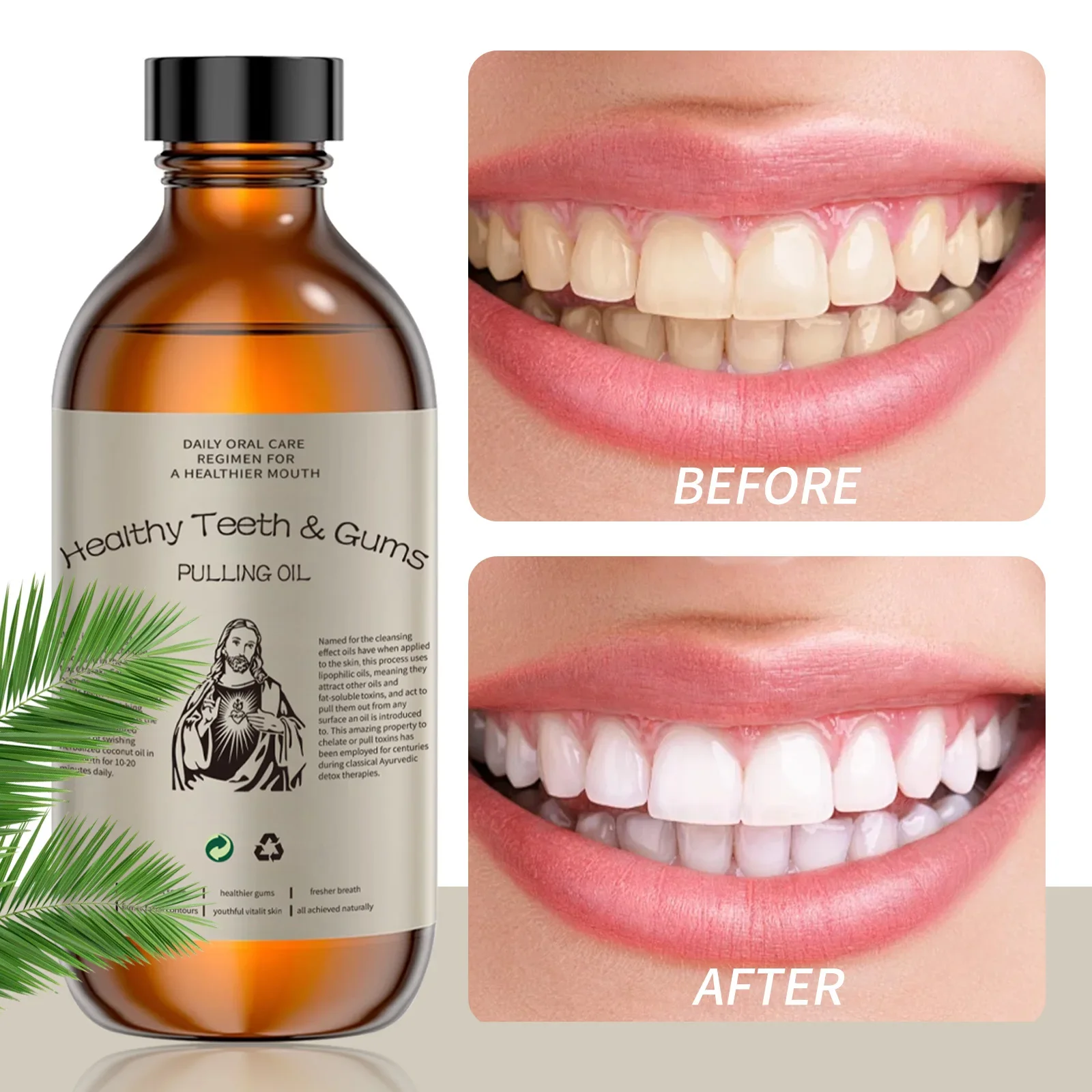 جوز الهند سحب النفط غسول الفم تنظيف الأسنان الطازجة الفم التنفس رائحة إزالة الكحول خالية تبييض أداة الفم منتجات العناية بالفم #1