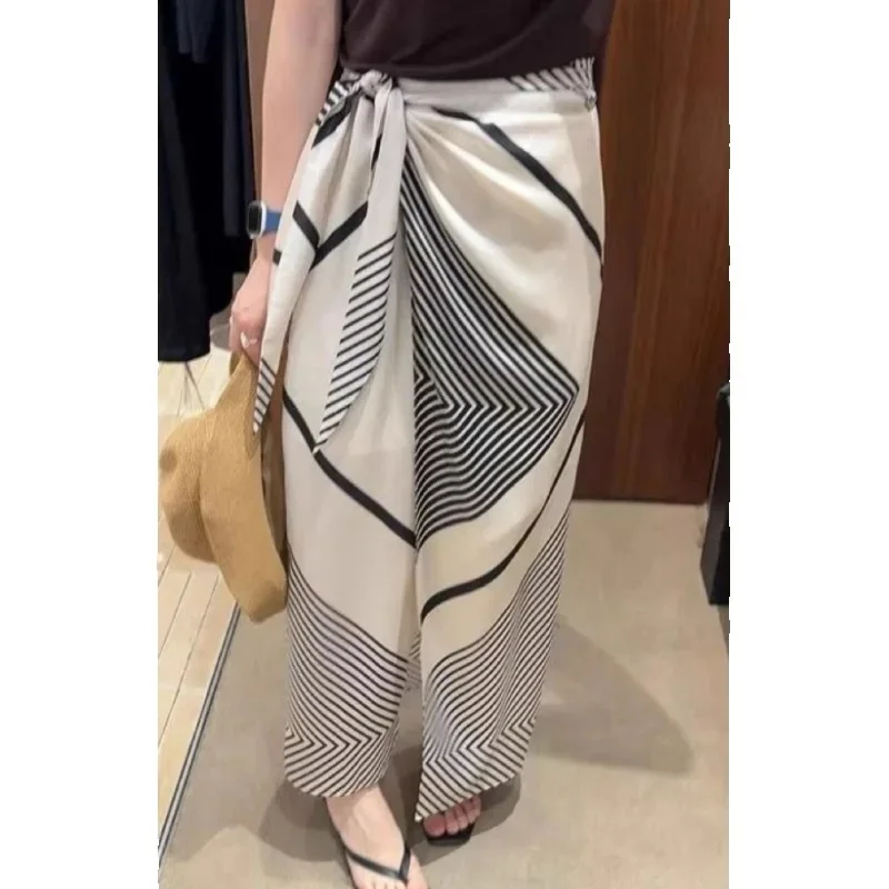 Primavera verão saia de tamanho grande feminina 2025 nova moda solta casual listra elegante estilo férias saia feminina