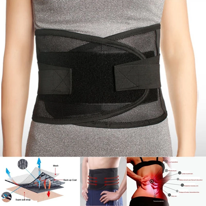 Lumbar & Lower Back Support Belt Brace Strap Pain Relief Posture Waist Trimmer