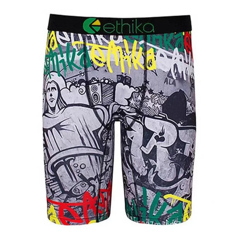 ETHIKA Sexy Fashion Print Men Underwear Boxer Cueca Male Panties Lingerie Man Underpants Panty Boxers Briefs Mens Shorts S-XXXL