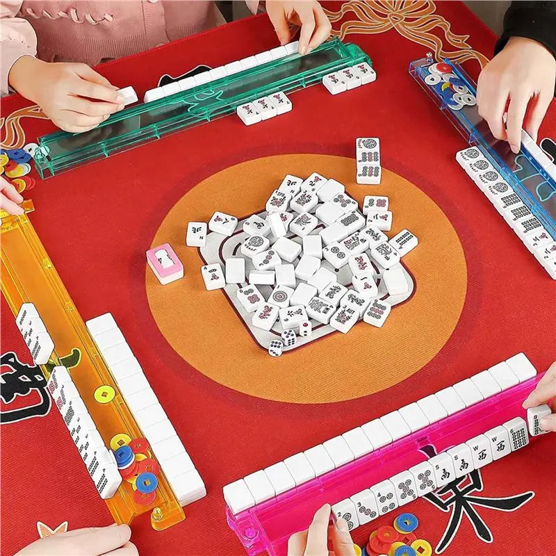 A89E-8X American Mahjong Ruler With Push Rod 4 Colors Majiang Tile Racks Mahjong Accessories And Gifts