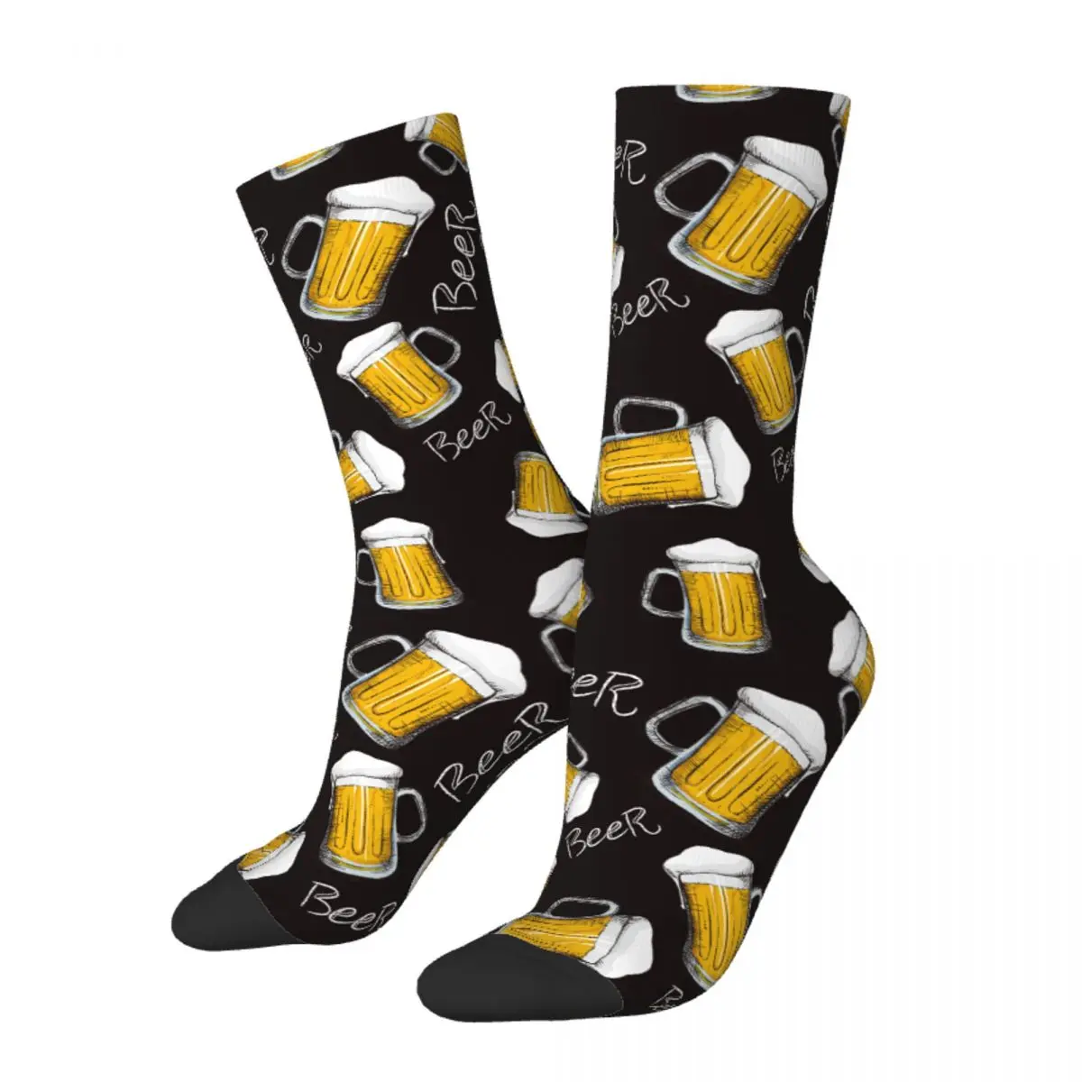 Fashion Men\'s Socks Hip Hop Beer Mug Pattern Sock Polyester High Quality Women\'s Stockings Spring Summer Autumn Winter