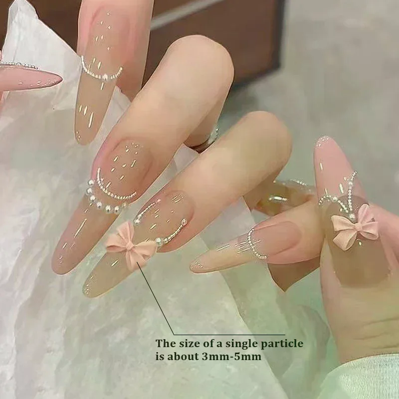 100pcs Mix Cream Style Bowknot Nail Charms 3D Aurora Bow Flat-back Gems Parts Nail Art Manicure Decorations