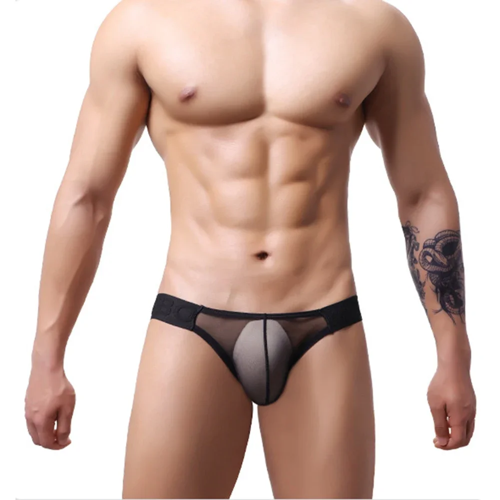 

Sexy Lingerie Mens Mesh See Through Panties Printed Underwear Comfortable Lightweight Breathable Briefs Low Rise Underpants
