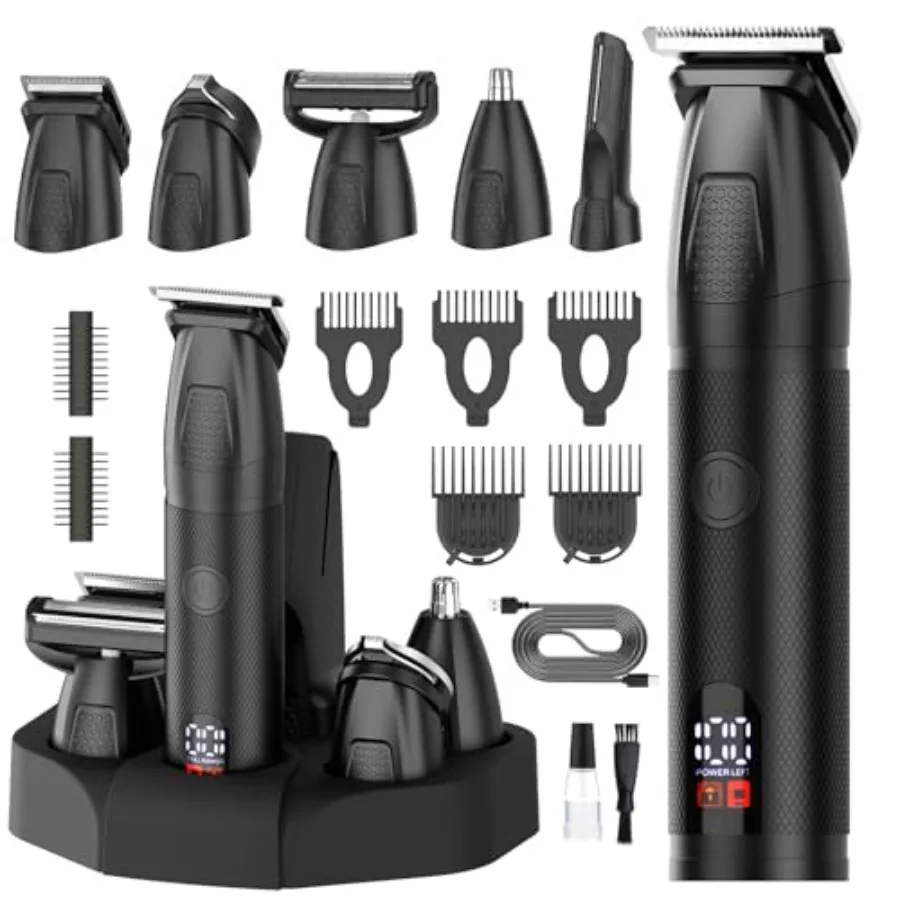 

Bomxin Beard Trimmer for Men 6 in 1 Manscape Cordless Electric Hair Clippers Mustache Body Face Trimmer All in One Grooming Kit