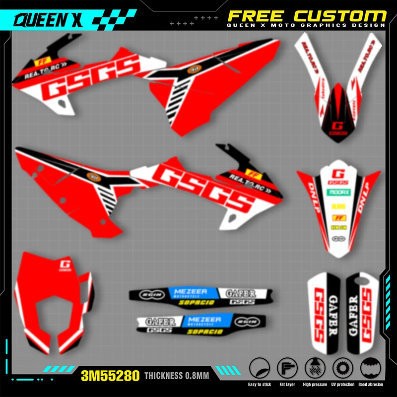 QUEEN X MOTO 맞춤형 팀 오토바이 그래픽 데칼 스티커 키트 GASGAS Gas Gas 2018 2019 2020 EC용