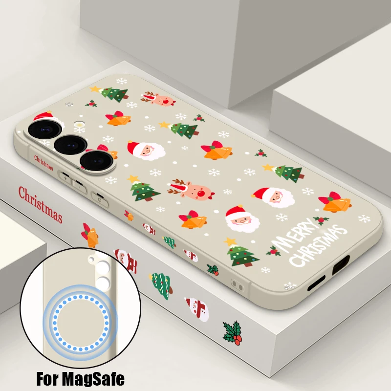 Weihnachten Santa Elch Magnetische Fall Für Samsung Galaxy S25 S24 S23 Ultra S22 Plus S24 S21 S25 FE Für Magsafe Wireless Charge Abdeckung