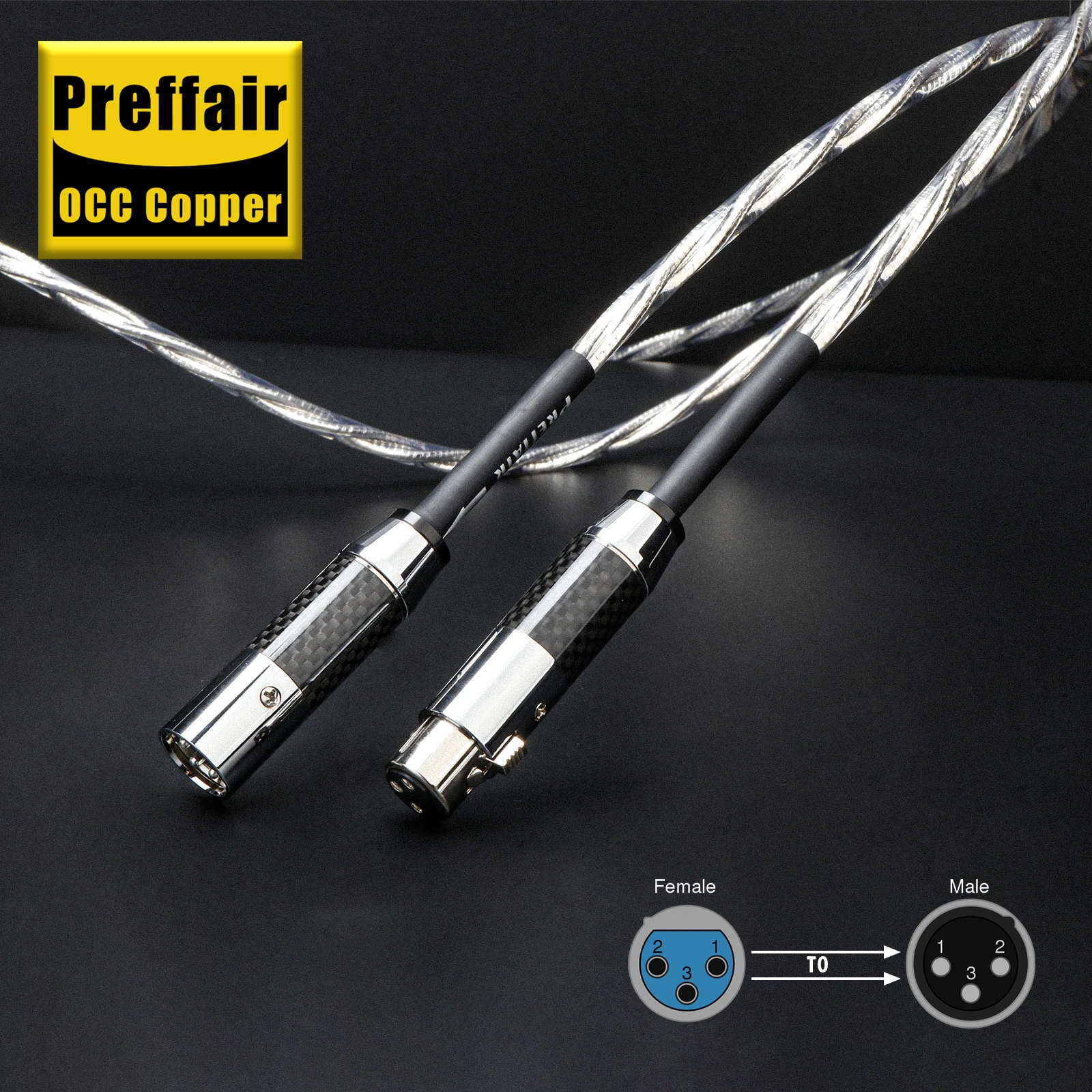 

Music Ribbon 110 ohm Coaxial XLR 3 Pins Digital Balance Cable with Black 24K Carbon Fiber Shells Amplifier Audio Signal Cable