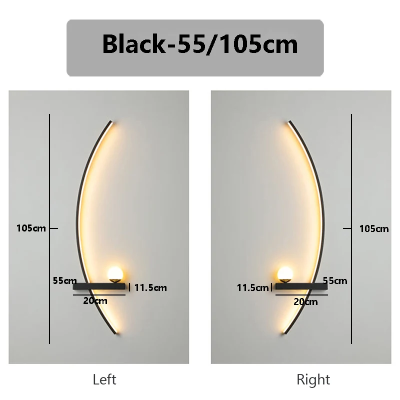 Lampu Dinding LED, lampu dinding Led 55/105CM cerdas kendali jarak jauh, lampu dinding kanan kiri, lampu tempat tidur, lampu ruang tamu, lampu LED rumah