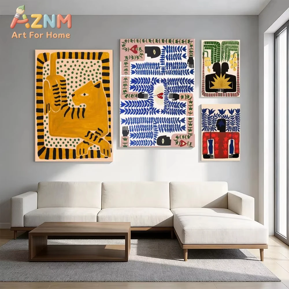 

1 шт. постер с абстрактным изображением тигра и леопарда в стиле Древнего Египта, эстетическое украшение для гостиной, спальни, бара.