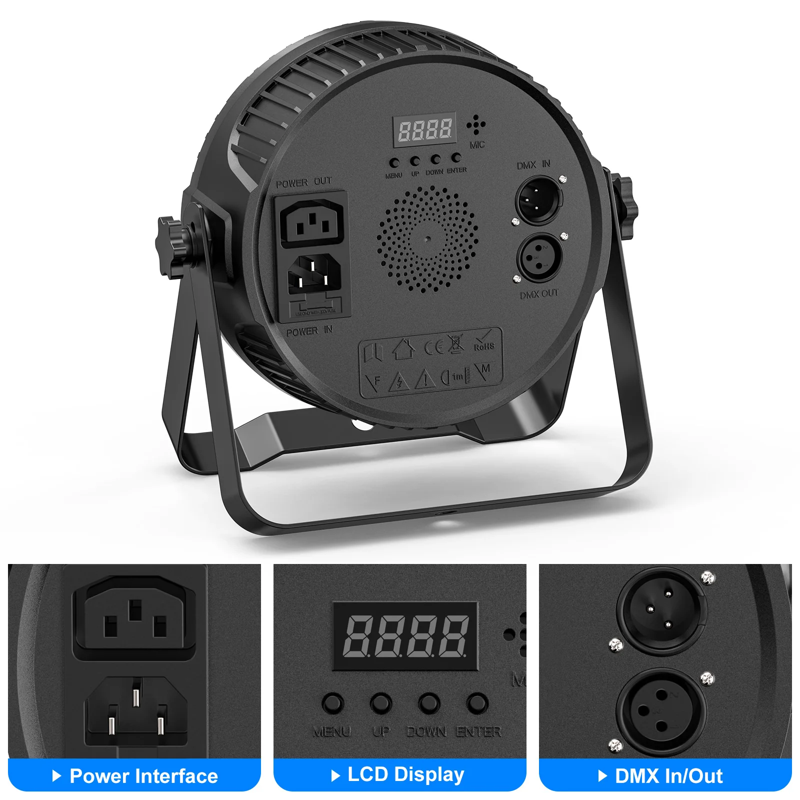 Fieryzeal 4PCS 80W RGBW Par Light DMX512 Control Flat Stage Light 14x6W 4IN1 LED Stage Effect Light for DJ Disco Bar Concert